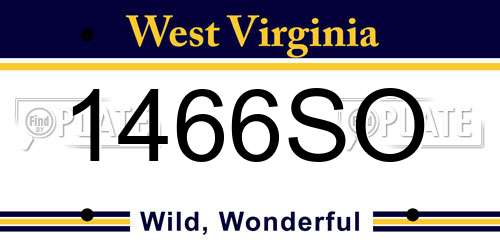 1466SO West Virginia License Plate