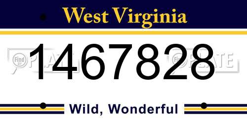 1467828 West Virginia License Plate