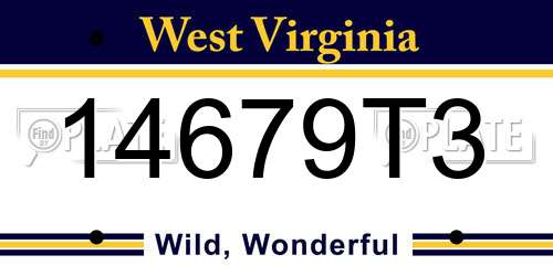 14679T3 West Virginia License Plate