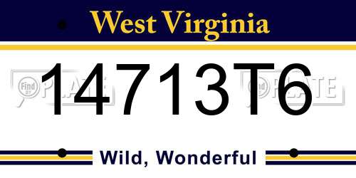 14713T6 West Virginia License Plate