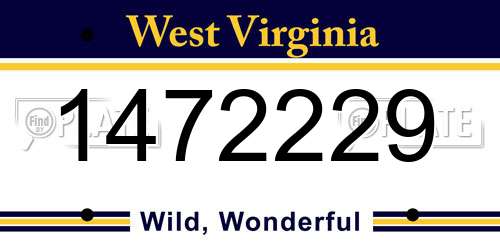 1472229 West Virginia License Plate