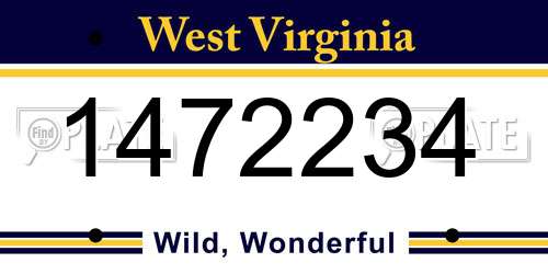 1472234 West Virginia License Plate