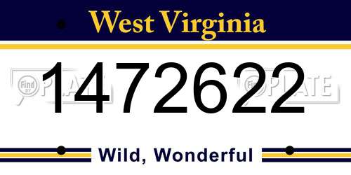 1472622 West Virginia License Plate
