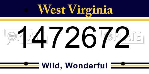1472672 West Virginia License Plate