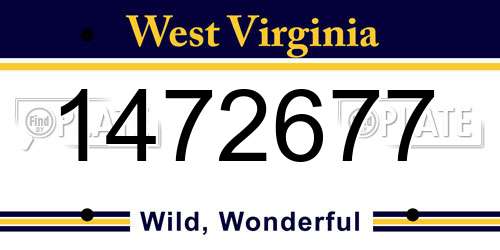 1472677 West Virginia License Plate