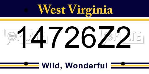 14726Z2 West Virginia License Plate
