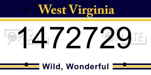 1472729 West Virginia License Plate