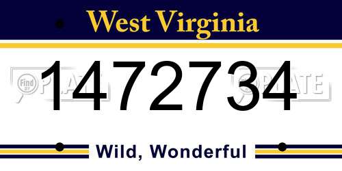1472734 West Virginia License Plate