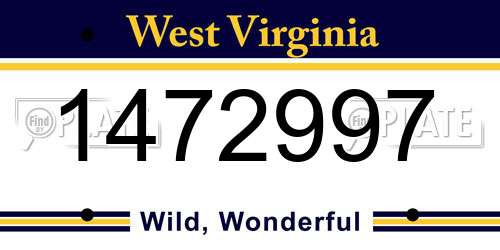 1472997 West Virginia License Plate