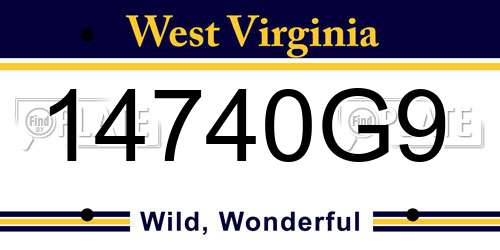 14740G9 West Virginia License Plate