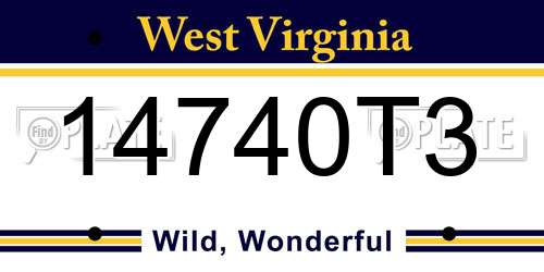 14740T3 West Virginia License Plate