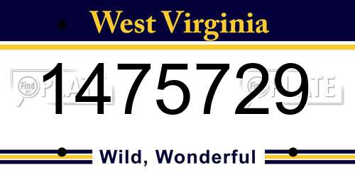 1475729 West Virginia License Plate