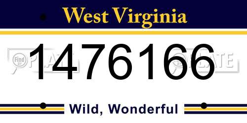 1476166 West Virginia License Plate