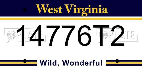 14776T2 West Virginia License Plate