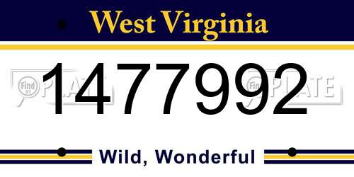 1477992 West Virginia License Plate
