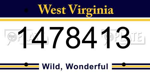 1478413 West Virginia License Plate