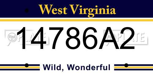 14786A2 West Virginia License Plate