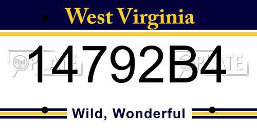 14792B4 West Virginia License Plate