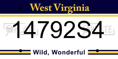 14792S4 West Virginia License Plate