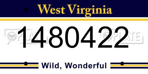 1480422 West Virginia License Plate
