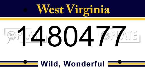 1480477 West Virginia License Plate