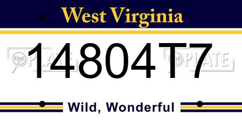 14804T7 West Virginia License Plate