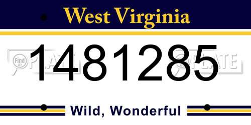 1481285 West Virginia License Plate