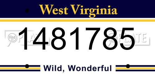1481785 West Virginia License Plate