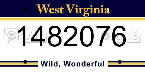 1482076 West Virginia License Plate