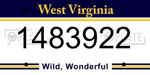 1483922 West Virginia License Plate