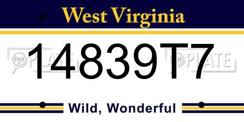 14839T7 West Virginia License Plate