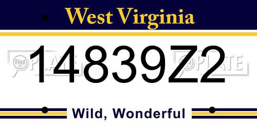 14839Z2 West Virginia License Plate