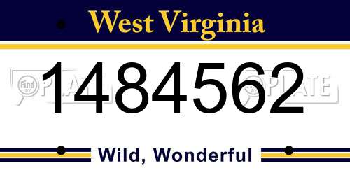 1484562 West Virginia License Plate