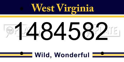 1484582 West Virginia License Plate