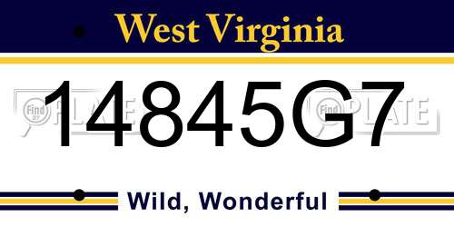 14845G7 West Virginia License Plate