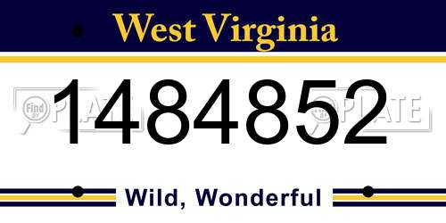 1484852 West Virginia License Plate