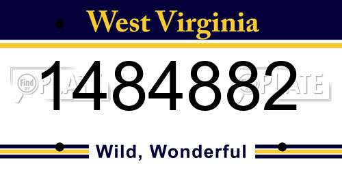 1484882 West Virginia License Plate