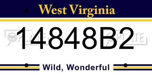 14848B2 West Virginia License Plate
