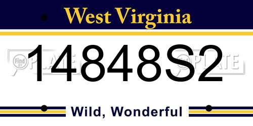14848S2 West Virginia License Plate