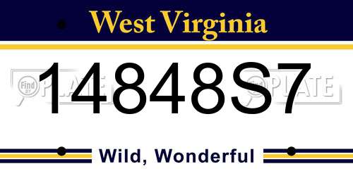 14848S7 West Virginia License Plate