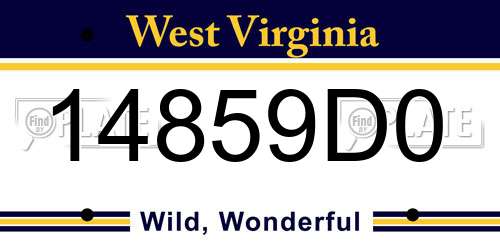 14859D0 West Virginia License Plate
