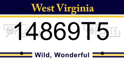 14869T5 West Virginia License Plate