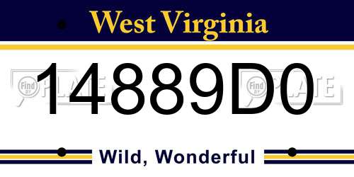 14889D0 West Virginia License Plate