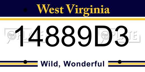 14889D3 West Virginia License Plate