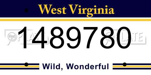 1489780 West Virginia License Plate