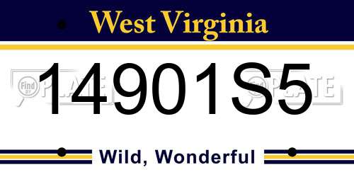 14901S5 West Virginia License Plate