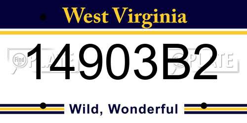 14903B2 West Virginia License Plate