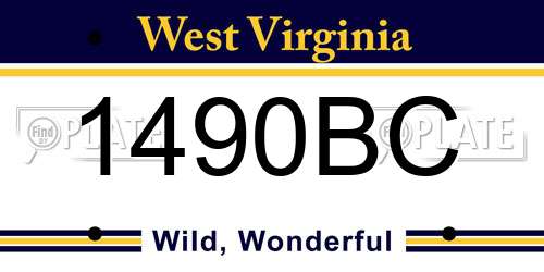 1490BC West Virginia License Plate