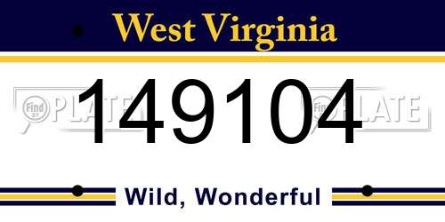 149104 West Virginia License Plate