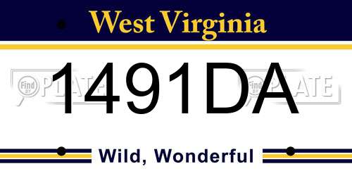 1491DA West Virginia License Plate